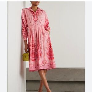 ETRO Pleated printed cotton-blend poplin midi shirt dress